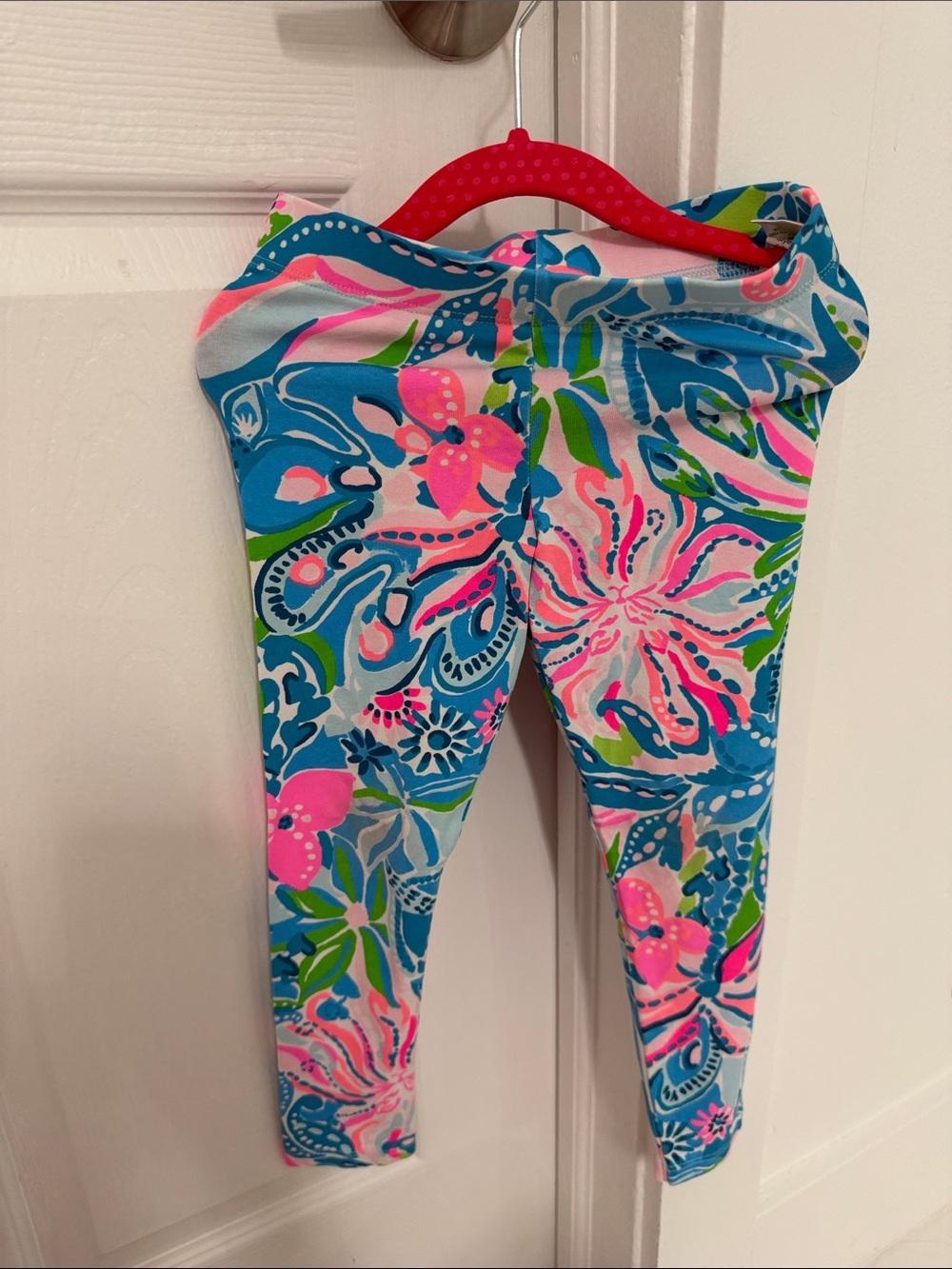 Lilly Pulitzer Girls Floral Leggings - Blue, Pink & Green